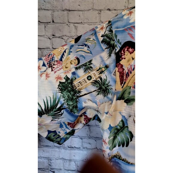 Howie Hawaiian Shirt Aloha Made In Hawaii Luau Cotton Blend Sz L Surf Hibiscus - Picture 4 of 7